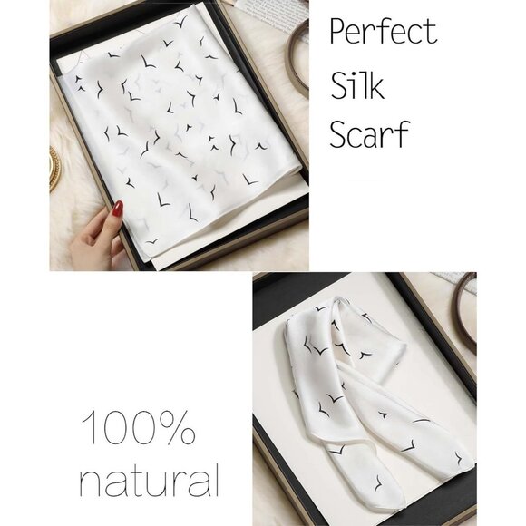 Mulberry Silk Square Neck Satin Scarf For Women's - Picture 4 of 6